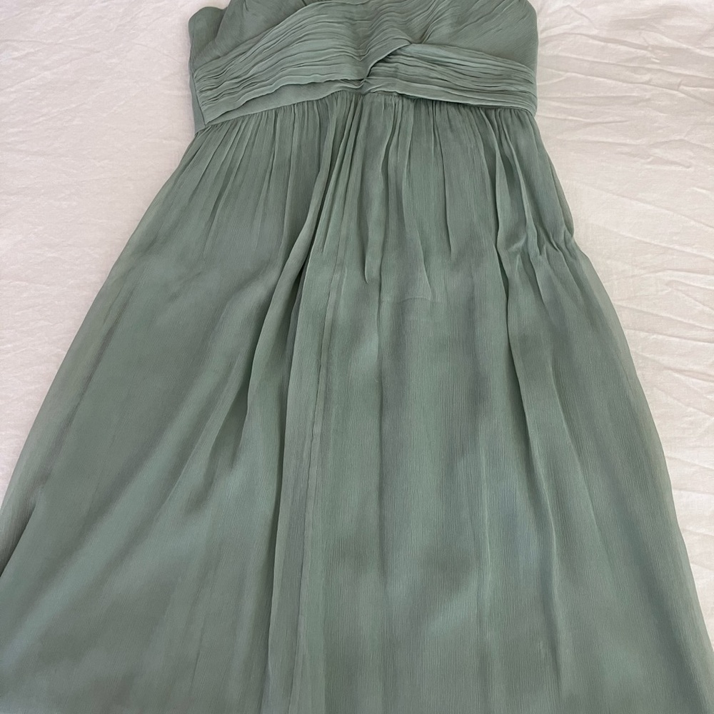 J. Crew Green Strapless Tiered Sundress for Weddings